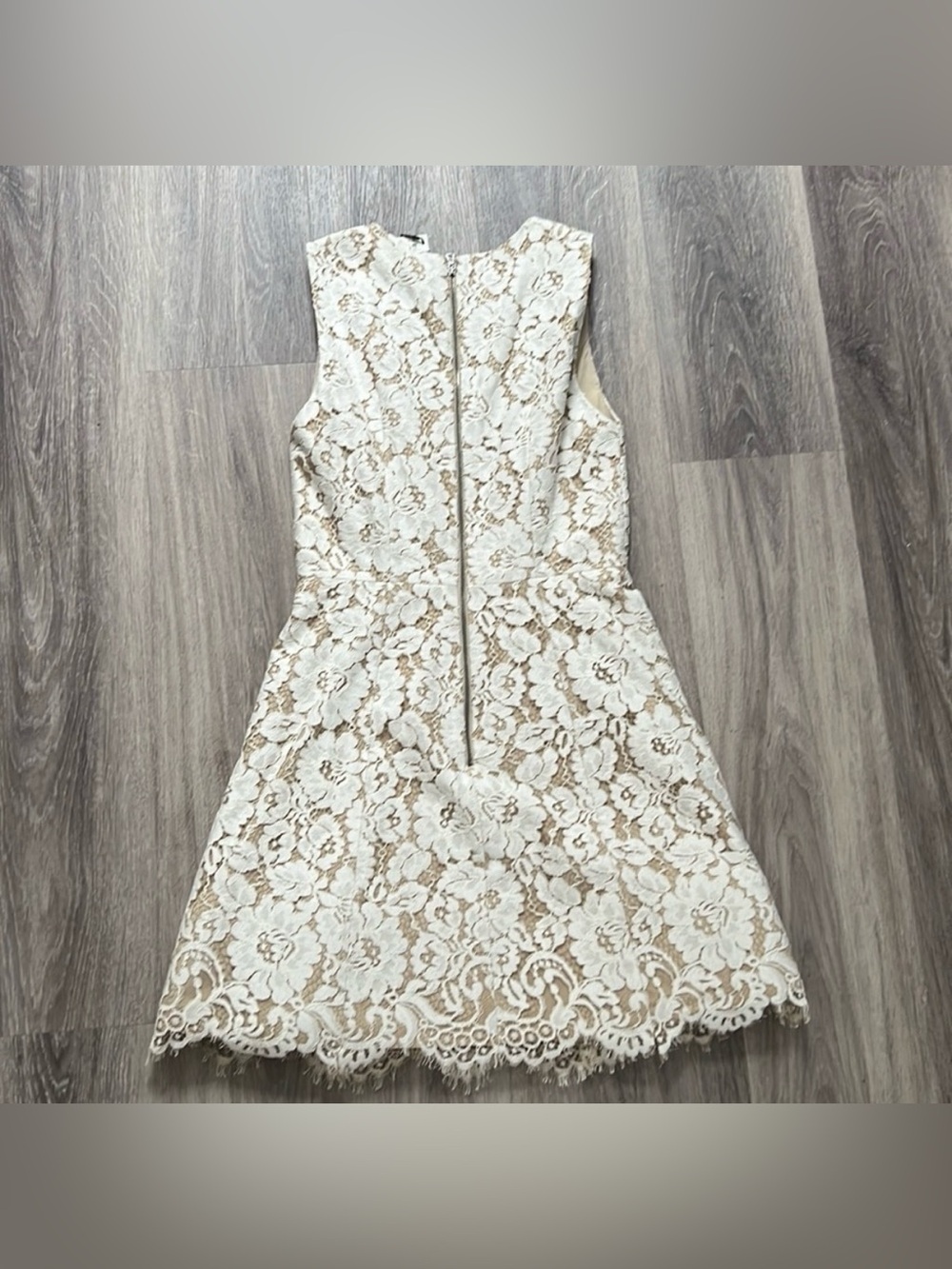 Alice + Olivia Ivory Lace Sleeveless Mini Dress Size 4 Clyde Delicate Feminine - Picture 3 of 6
